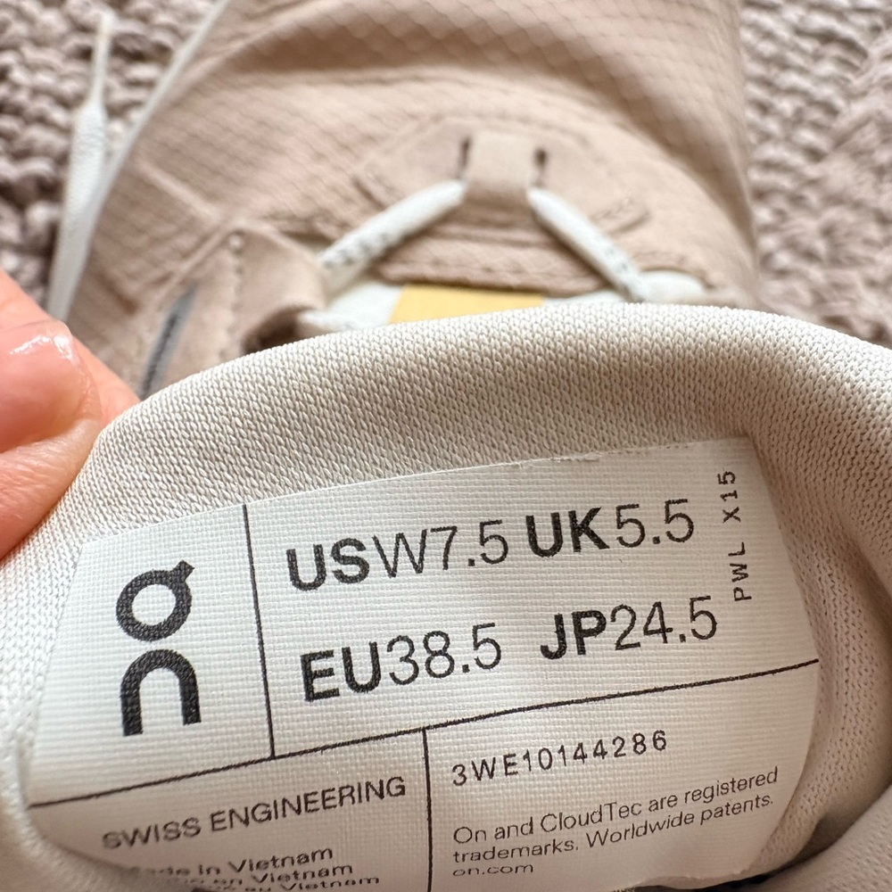 On Running Women’s Cloudtec Lace-Up Sneakers in Beige and Yellow Accents - Picture 5 of 6